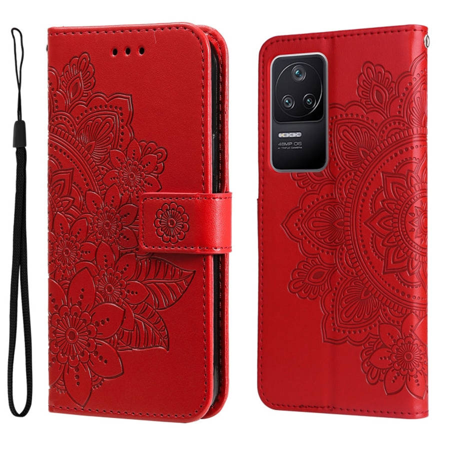7-petal Flowers Embossing Leather Case, For Xiaomi Redmi K40S / Poco F4, For Xiaomi Redmi Note 11...