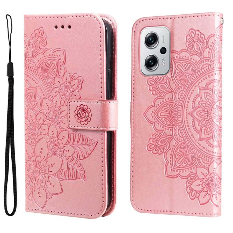 7-petal Flowers Embossing Leather Case, For Xiaomi Redmi K40S / Poco F4, For Xiaomi Redmi Note 11...
