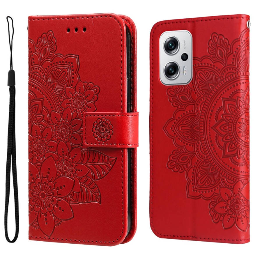 7-petal Flowers Embossing Leather Case, For Xiaomi Redmi K40S / Poco F4, For Xiaomi Redmi Note 11...