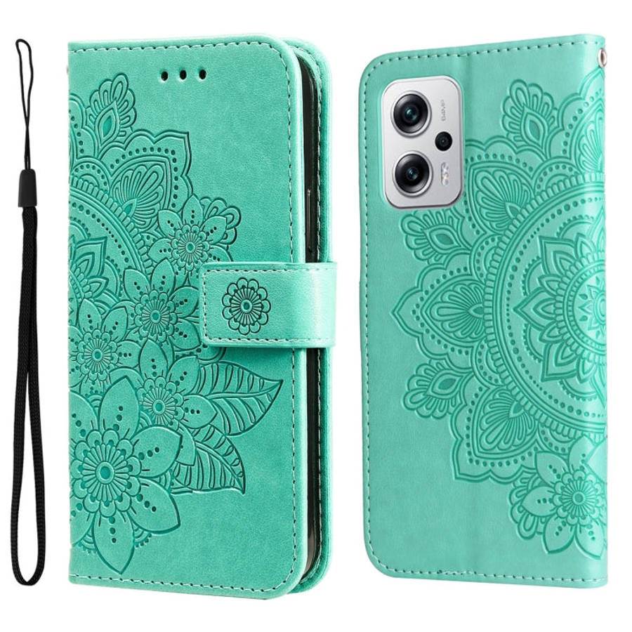7-petal Flowers Embossing Leather Case, For Xiaomi Redmi K40S / Poco F4, For Xiaomi Redmi Note 11...