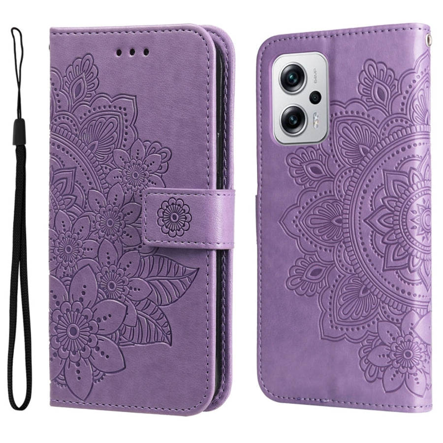 7-petal Flowers Embossing Leather Case, For Xiaomi Redmi K40S / Poco F4, For Xiaomi Redmi Note 11...