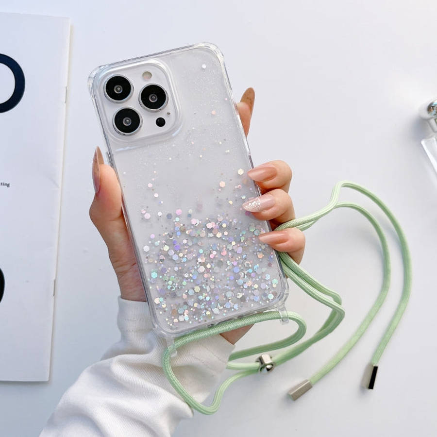 Lanyard Glitter Epoxy Clear Phone Case, For iPhone 14, For iPhone 14 Plus, For iPhone 14 Pro, For...