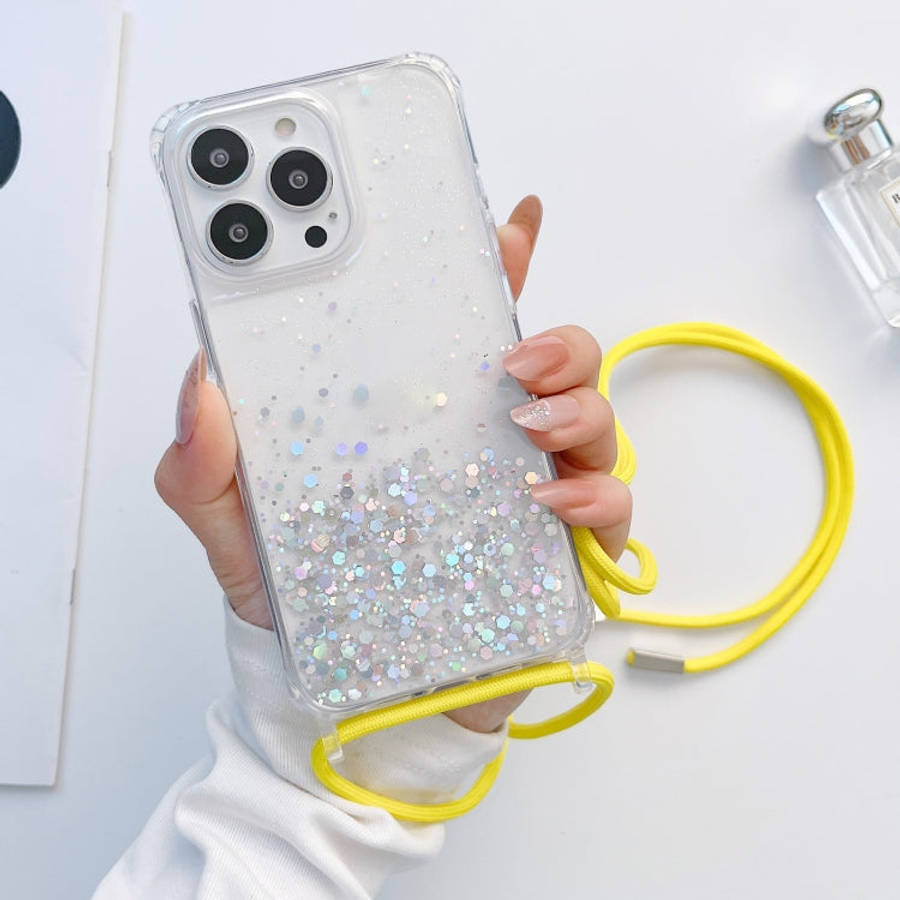 Lanyard Glitter Epoxy Clear Phone Case, For iPhone 13 Pro, For iPhone 13 Pro Max, For iPhone 12 m...