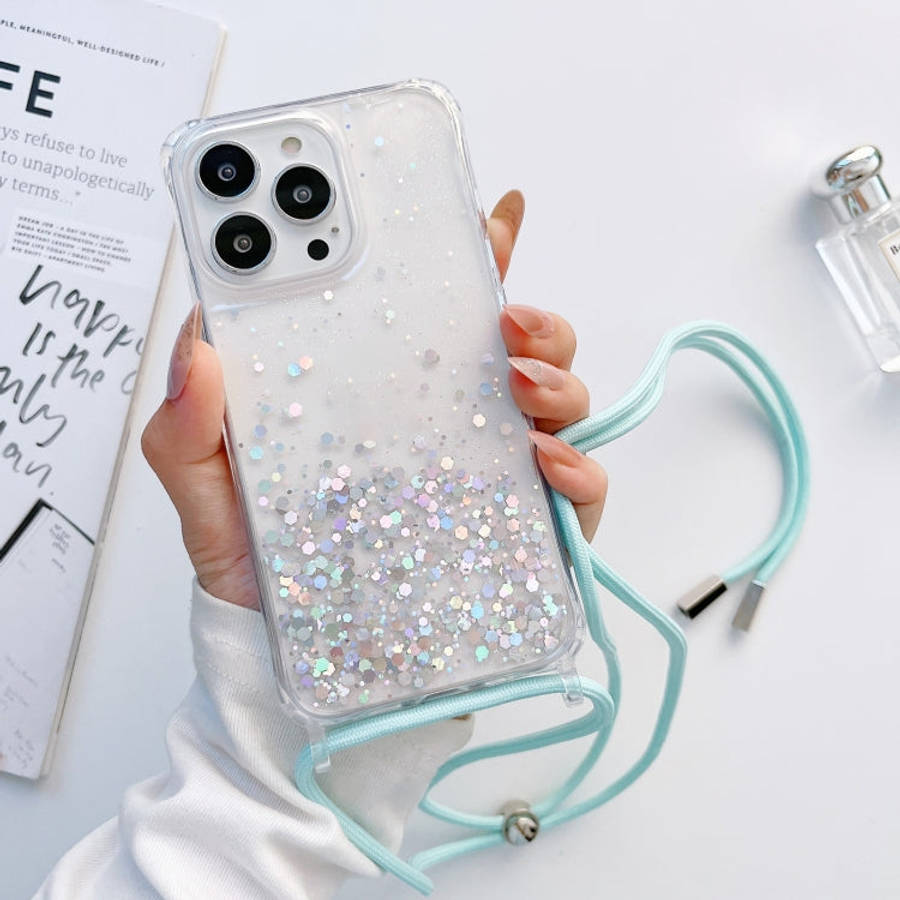 Lanyard Glitter Epoxy Clear Phone Case, For iPhone 13 Pro, For iPhone 13 Pro Max, For iPhone 12 m...