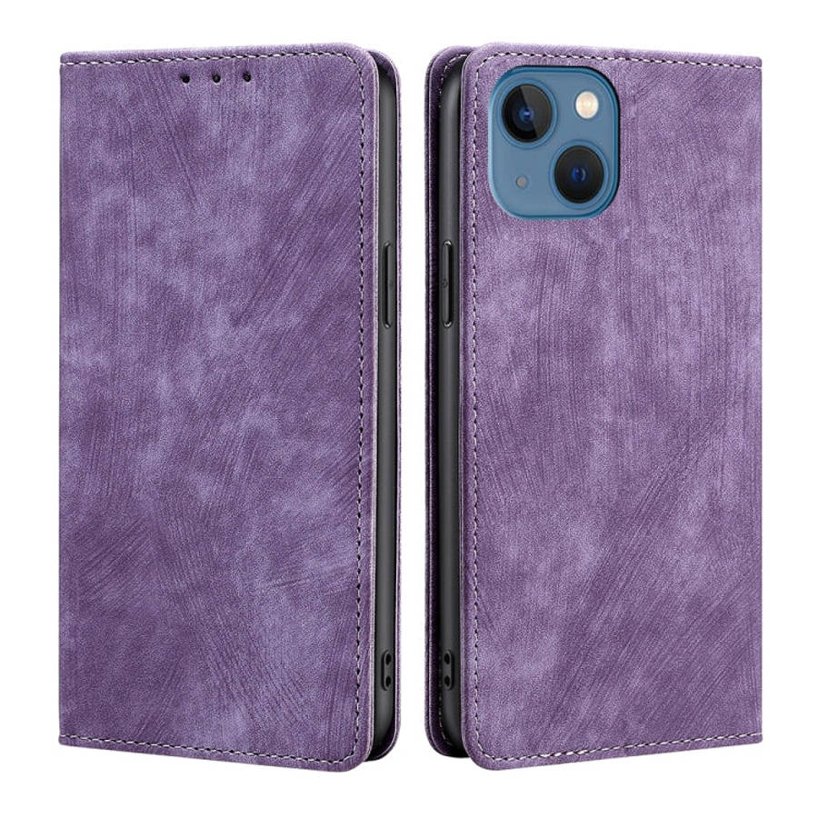 RFID Anti-theft Brush Magnetic Leather Phone Case, For iPhone 14, For iPhone 14 Plus, For iPhone ...