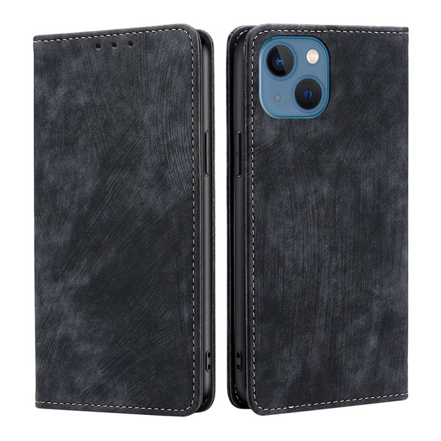 RFID Anti-theft Brush Magnetic Leather Phone Case, For iPhone 14, For iPhone 14 Plus, For iPhone ...