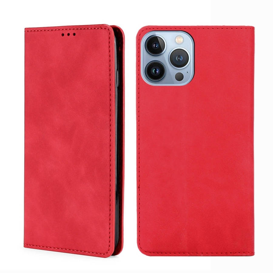 Skin Feel Magnetic Leather Phone Case, For iPhone 14, For iPhone 14 Plus, For iPhone 14 Pro, For ...