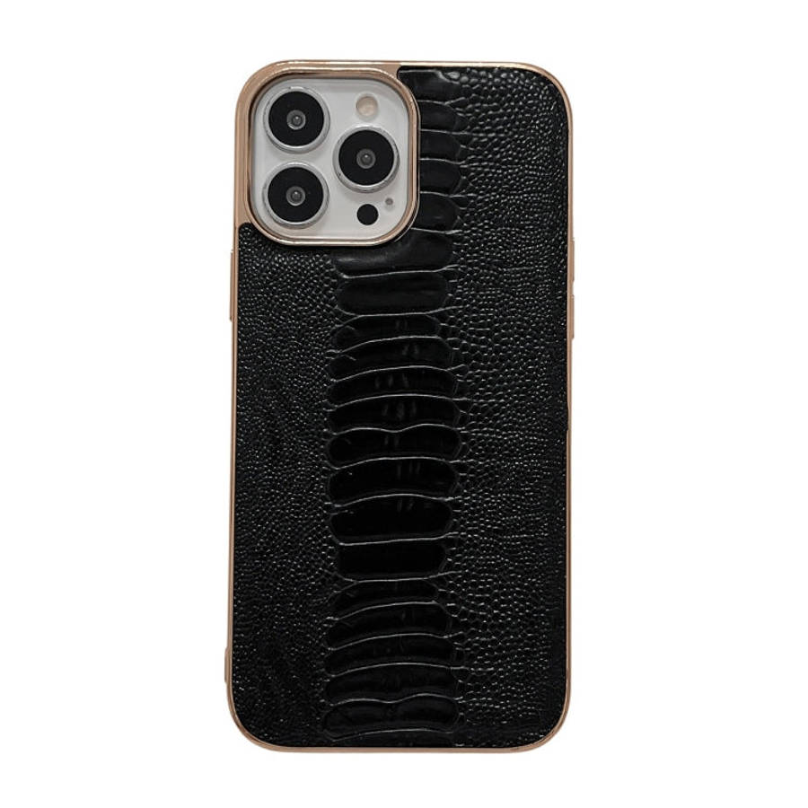 Genuine Leather Pinshang Series Nano Electroplating Phone Case, For iPhone 14, For iPhone 14 Plus...