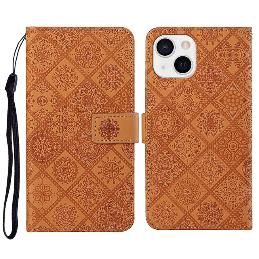 Ethnic Style Embossed Pattern Leather Phone Case, For iPhone 14, For iPhone 14 Plus, For iPhone 1...