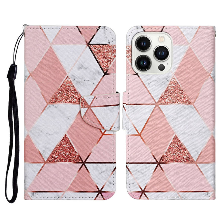 3D Colored Drawing Flip Leather Phone Case, For iPhone 14 Pro, For iPhone 14 Pro Max