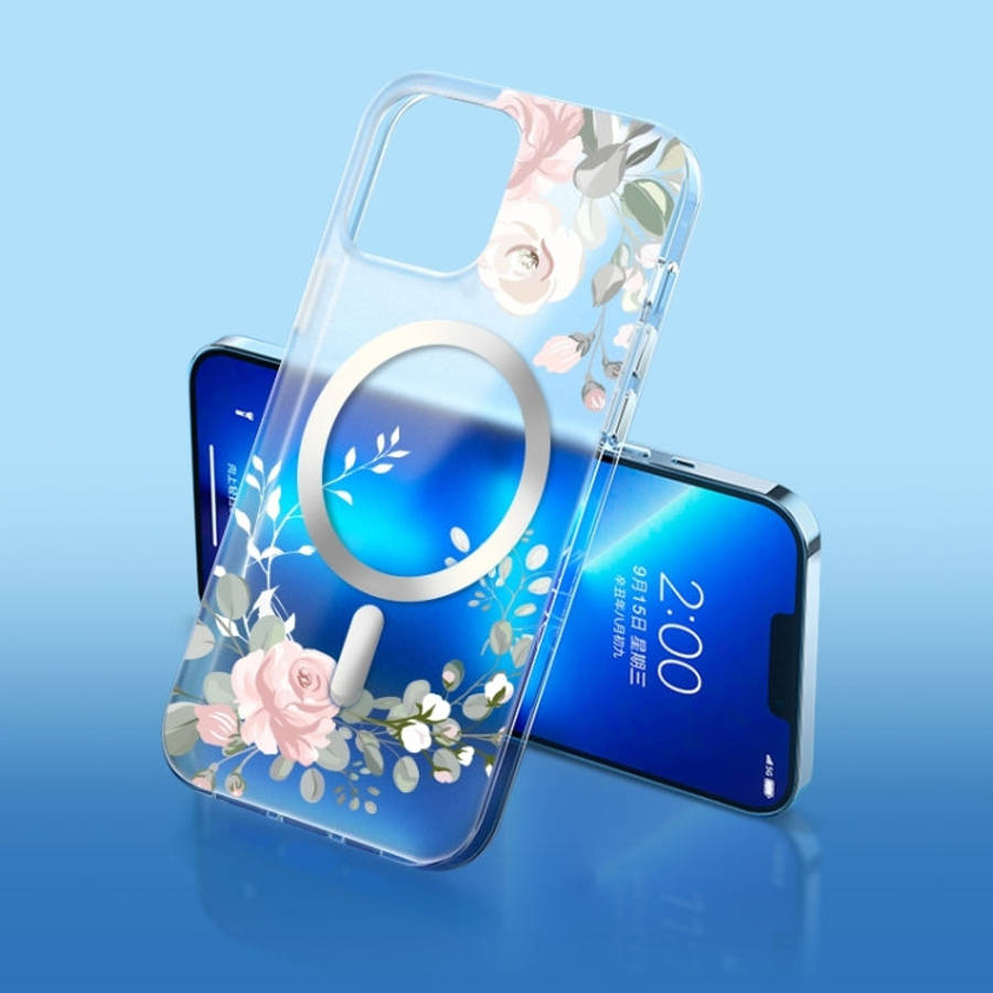 Flower Frosted MagSafe Phone Case, For iPhone 14, For iPhone 14 Plus, For iPhone 14 Pro, For iPho...