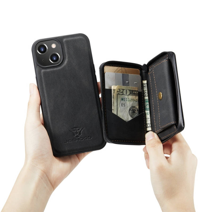 JEEHOOD Magnetic Zipper Wallet Leather Phone Case, For iPhone 14, For iPhone 14 Plus, For iPhone ...