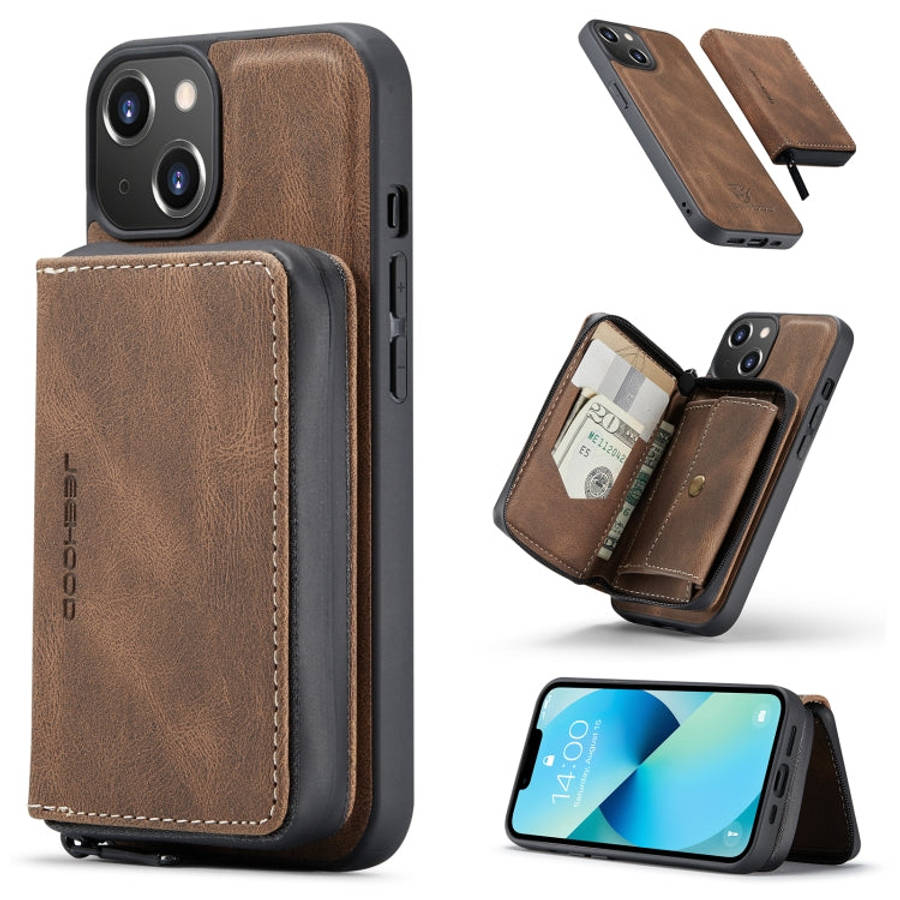 JEEHOOD Magnetic Zipper Wallet Leather Phone Case, For iPhone 14, For iPhone 14 Plus, For iPhone ...