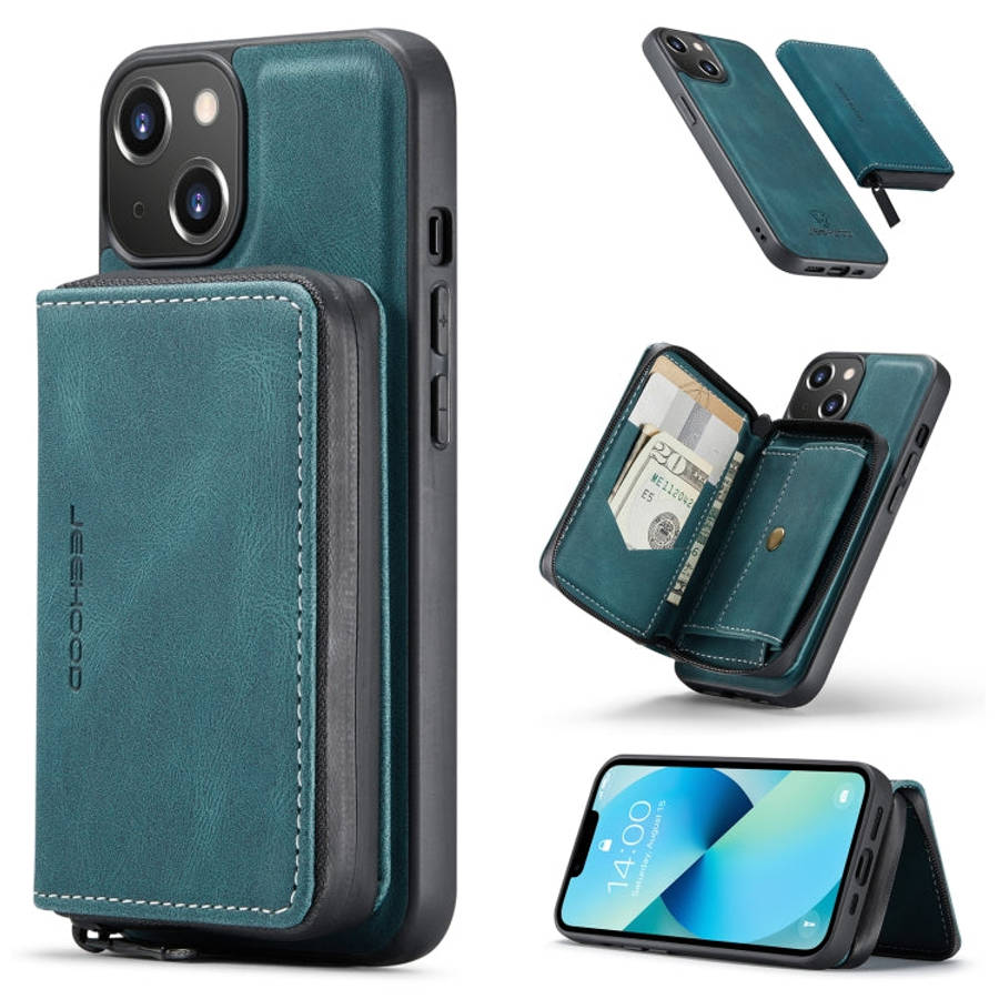 JEEHOOD Magnetic Zipper Wallet Leather Phone Case, For iPhone 14, For iPhone 14 Plus, For iPhone ...