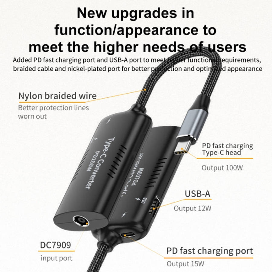+ Type-C + USB Female to Type-C Multifunction Apapter, DC5521 / 5525, DC7406, DC7909, Square Port