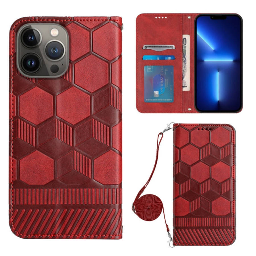 Crossbody Football Texture Magnetic PU Phone Case, For iPhone 13 Mini, For iPhone 13 Pro, For iPh...