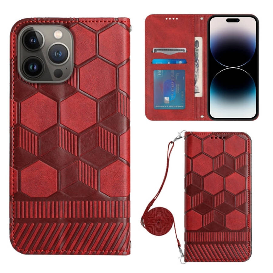 Crossbody Football Texture Magnetic PU Phone Case, For iPhone 13 Mini, For iPhone 13 Pro, For iPh...