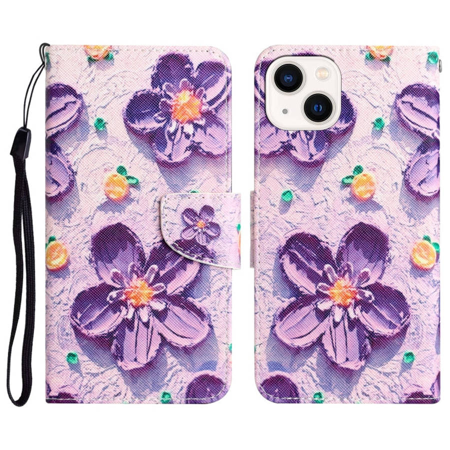 Colored Drawing Leather Phone Case, For iPhone 14, For iPhone 14 Plus, For iPhone 14 Pro
