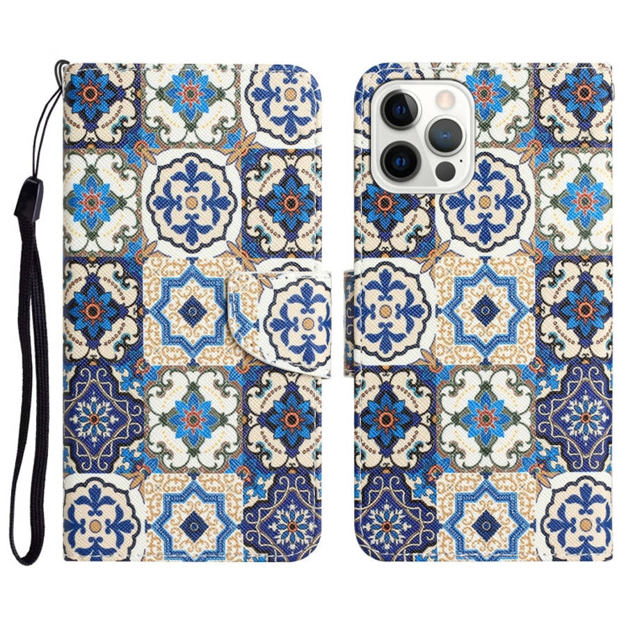 Colored Drawing Leather Phone Case, For iPhone 13 Pro, For iPhone 13 Pro Max, For iPhone 12 mini