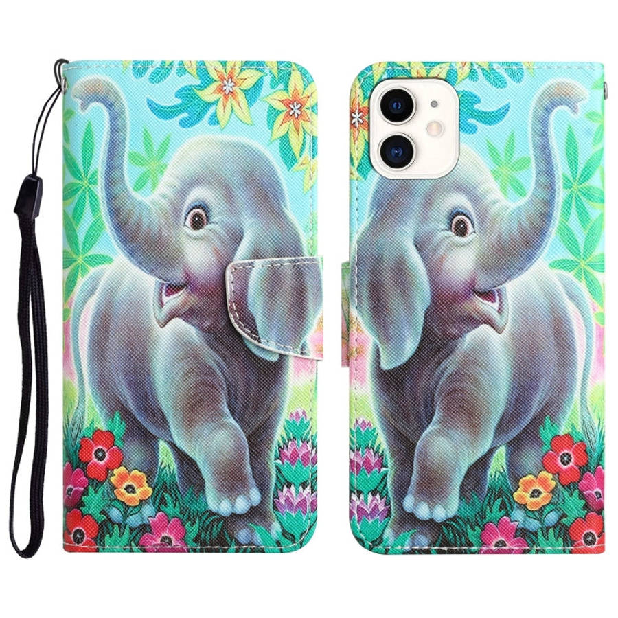 Colored Drawing Leather Phone Case, For iPhone 13 Pro, For iPhone 13 Pro Max, For iPhone 12 mini