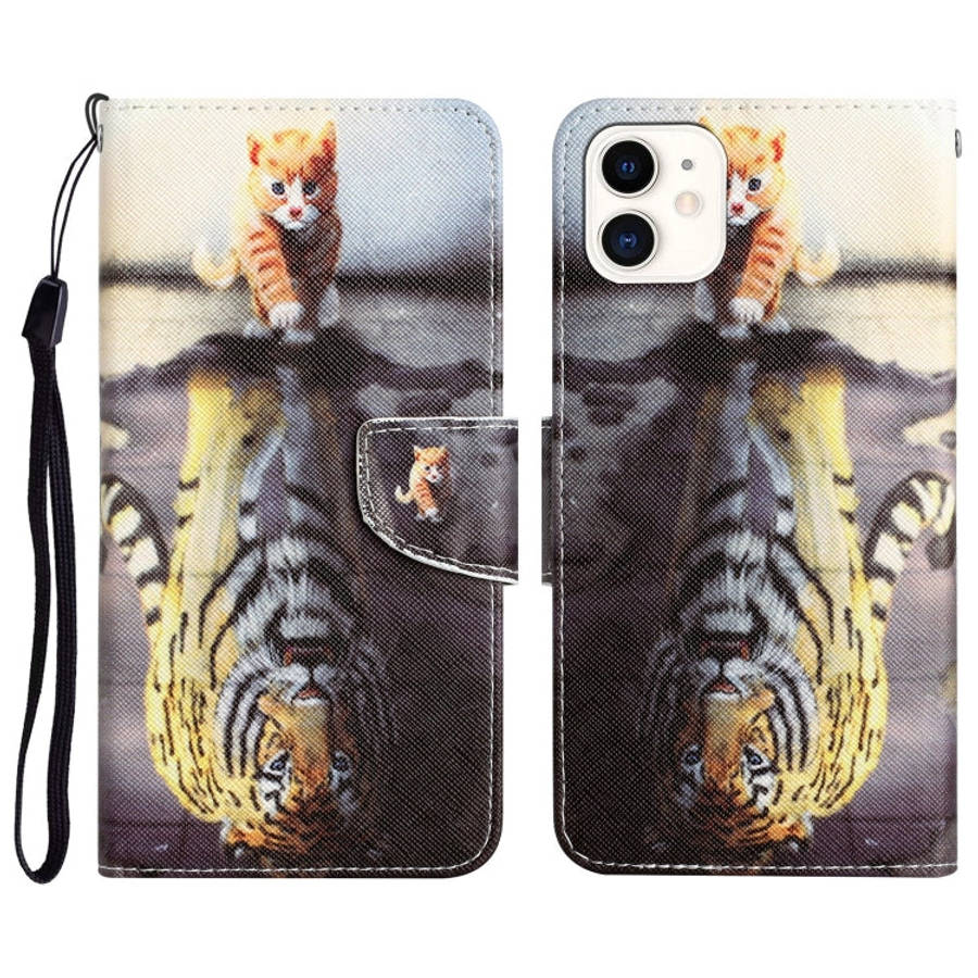 Colored Drawing Leather Phone Case, For iPhone 13 Pro, For iPhone 13 Pro Max, For iPhone 12 mini