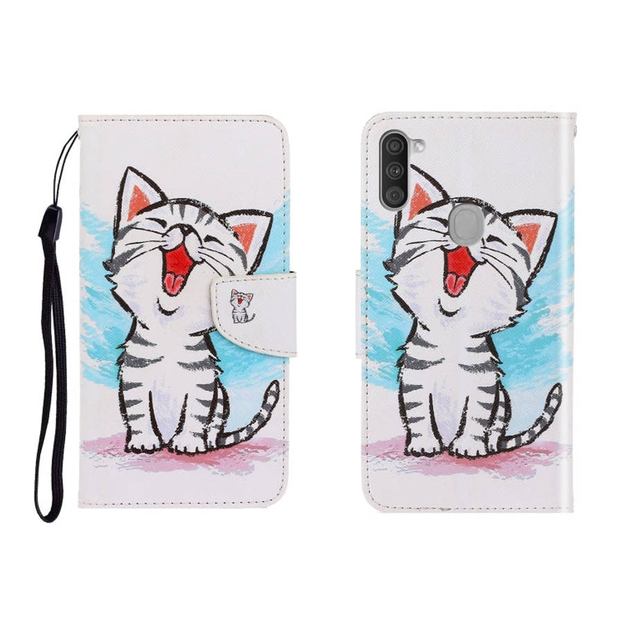 Colored Drawing Horizontal Flip Leather Case with Holder & Card Slot & Wallet, For Galaxy A01, Fo...