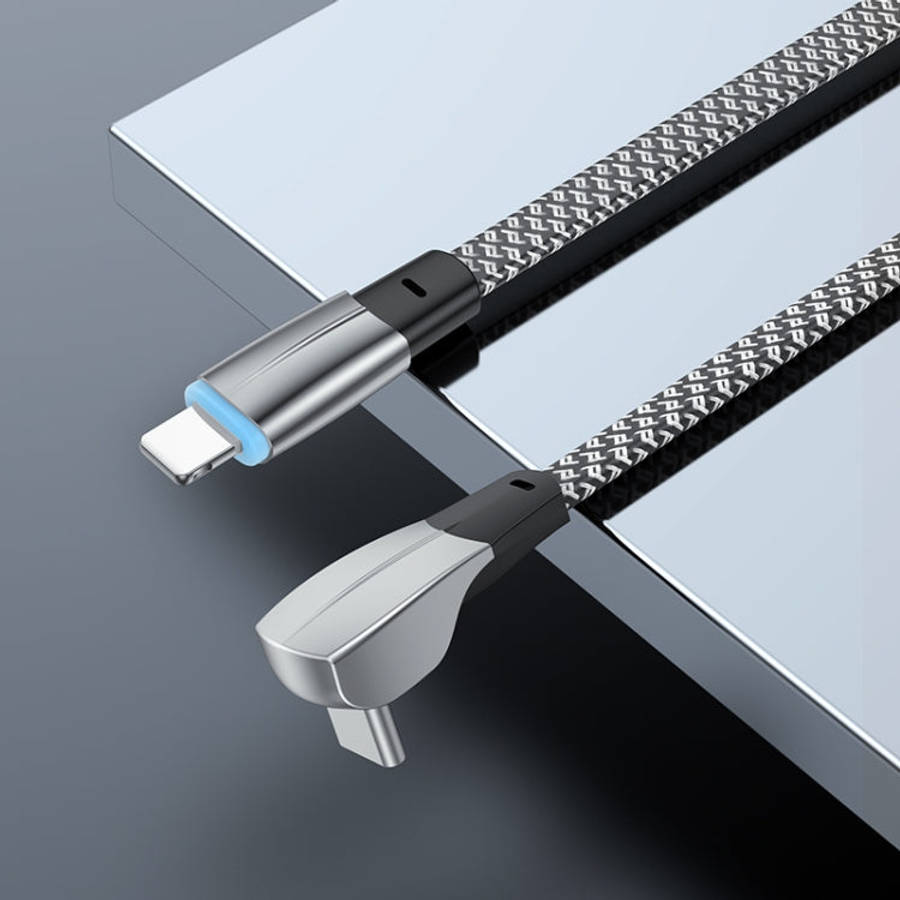 3A USB-C/Type-C to 8 Pin Elbow Fast Charge Data Cable, 3A Type-C to 8 Pin 1.2m, 3A Type-C to 8 Pi...