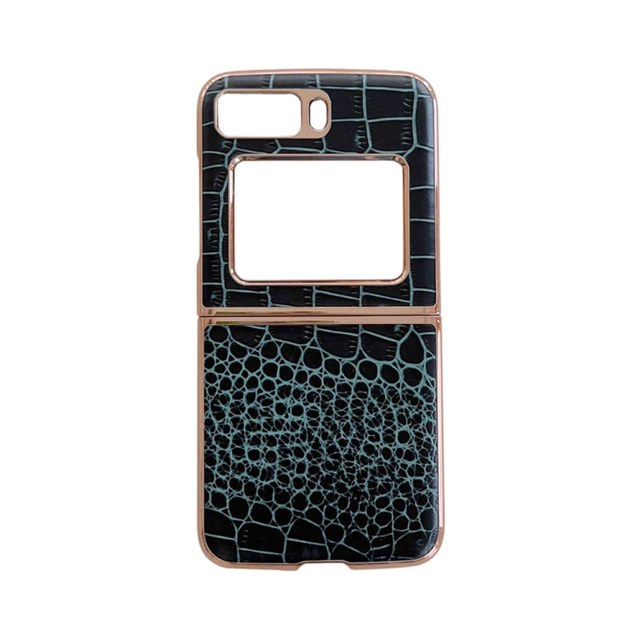 Crocodile Texture Genuine Leather Nano Electroplating Phone Case, For iPhone 14 Pro, For iPhone 1...