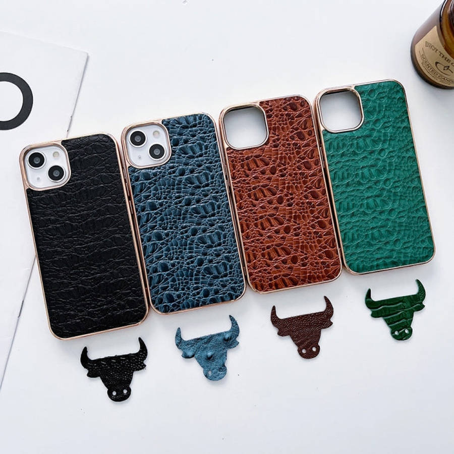 Sky Series Nano Electroplating Genuine Leather Phone Case, For iPhone 14 Pro Max