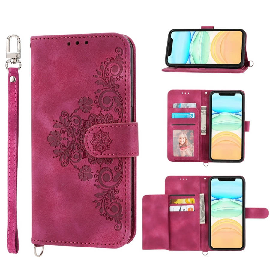Skin-feel Flowers Embossed Wallet Leather Phone Case, For iPhone 13 Pro Max, For iPhone 13 Pro, F...