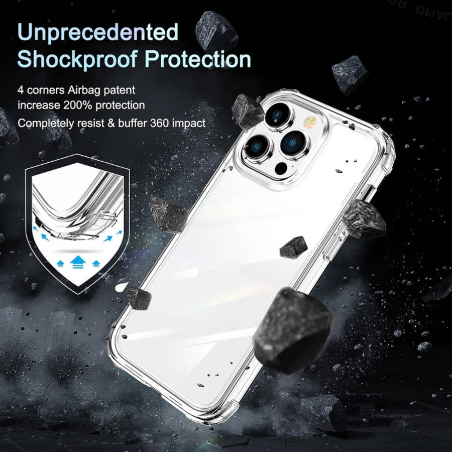360 Full Body Clear Four Corner Airbags Phone Case, For iPhone 14 Pro