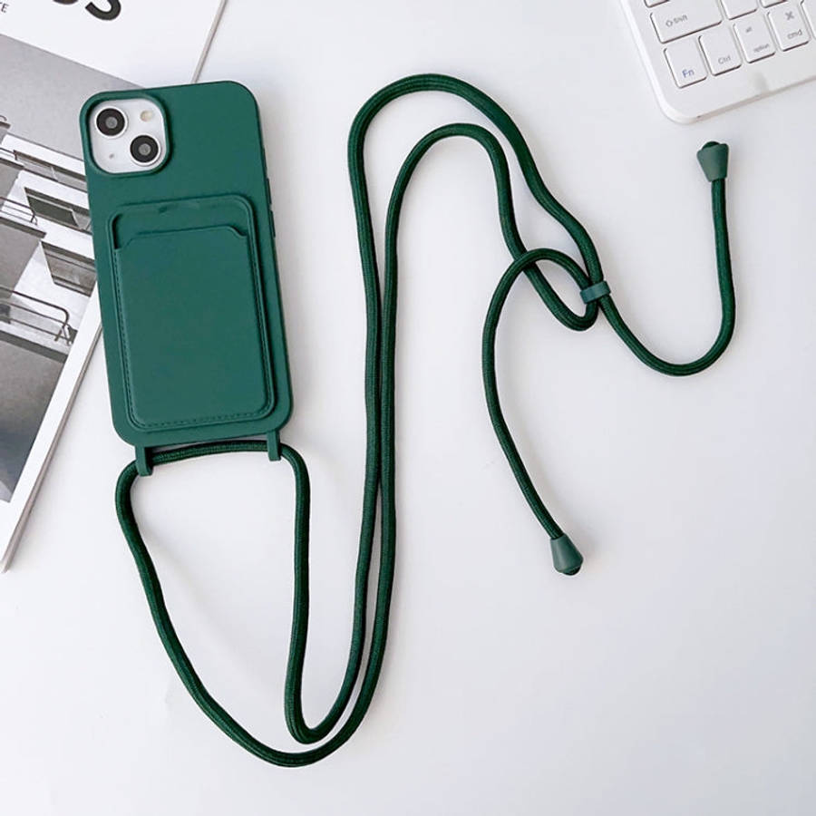 Crossbody Lanyard Elastic Silicone Card Holder Phone Case, For iPhone 14 Pro Max, For iPhone 13, ...