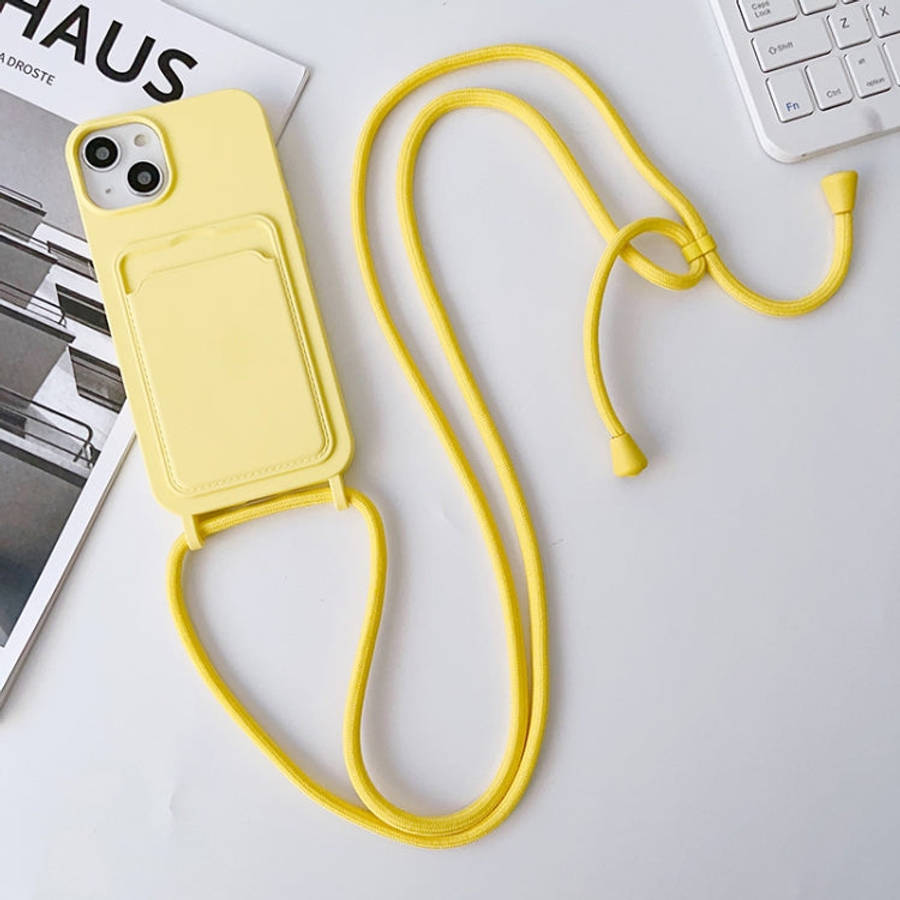 Crossbody Lanyard Elastic Silicone Card Holder Phone Case, For iPhone 14 Pro Max, For iPhone 13, ...