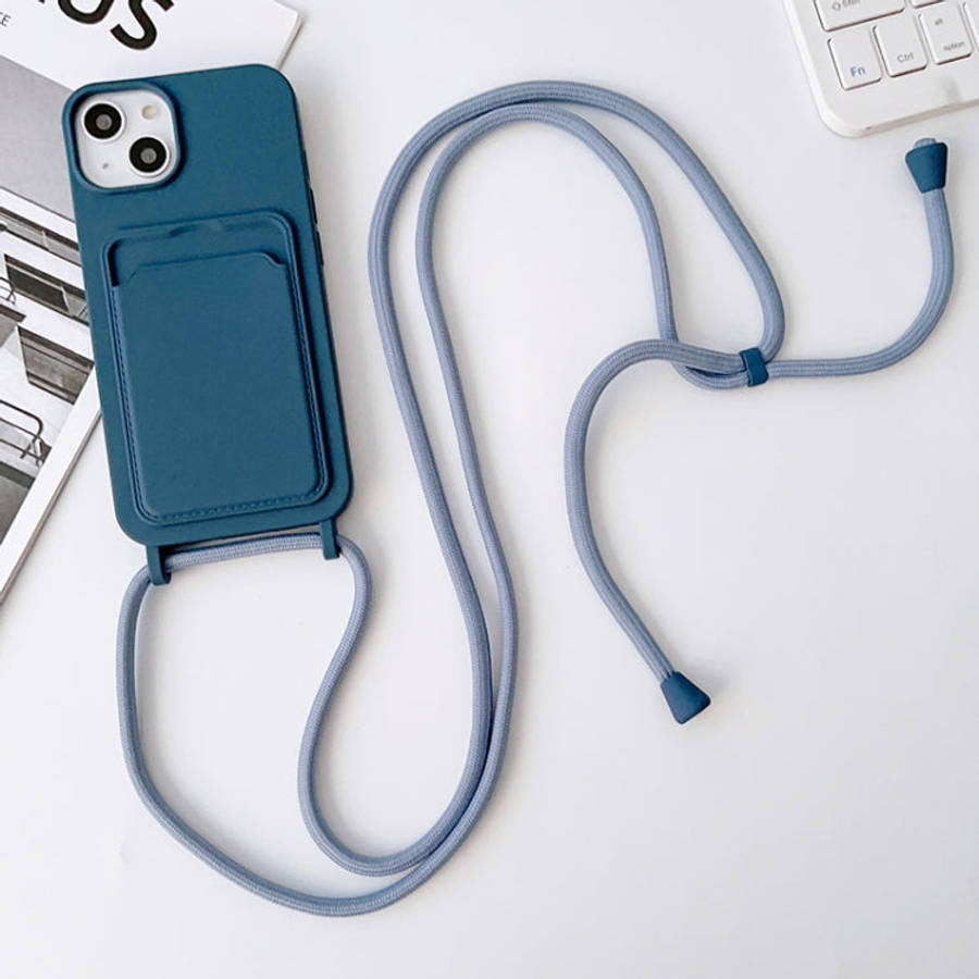 Crossbody Lanyard Elastic Silicone Card Holder Phone Case, For iPhone 14 Pro Max, For iPhone 13, ...
