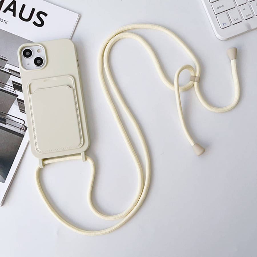Crossbody Lanyard Elastic Silicone Card Holder Phone Case, For iPhone 14 Pro Max, For iPhone 13, ...