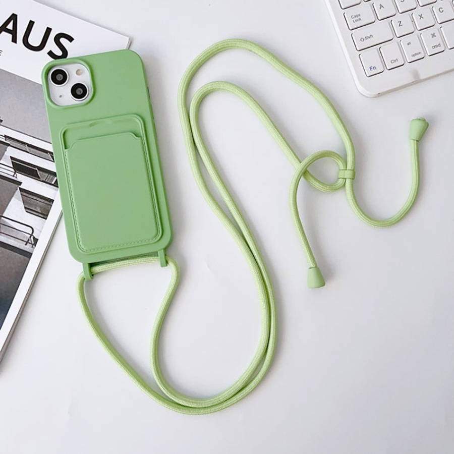 Crossbody Lanyard Elastic Silicone Card Holder Phone Case, For iPhone 14 Pro Max, For iPhone 13, ...