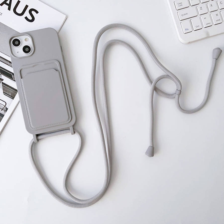 Crossbody Lanyard Elastic Silicone Card Holder Phone Case, For iPhone 13 Pro Max, For iPhone 12, ...