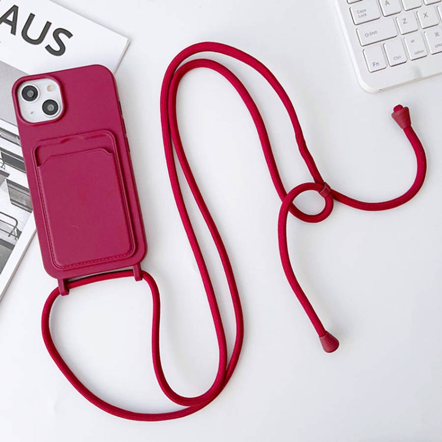 Crossbody Lanyard Elastic Silicone Card Holder Phone Case, For iPhone 13 Pro Max, For iPhone 12, ...