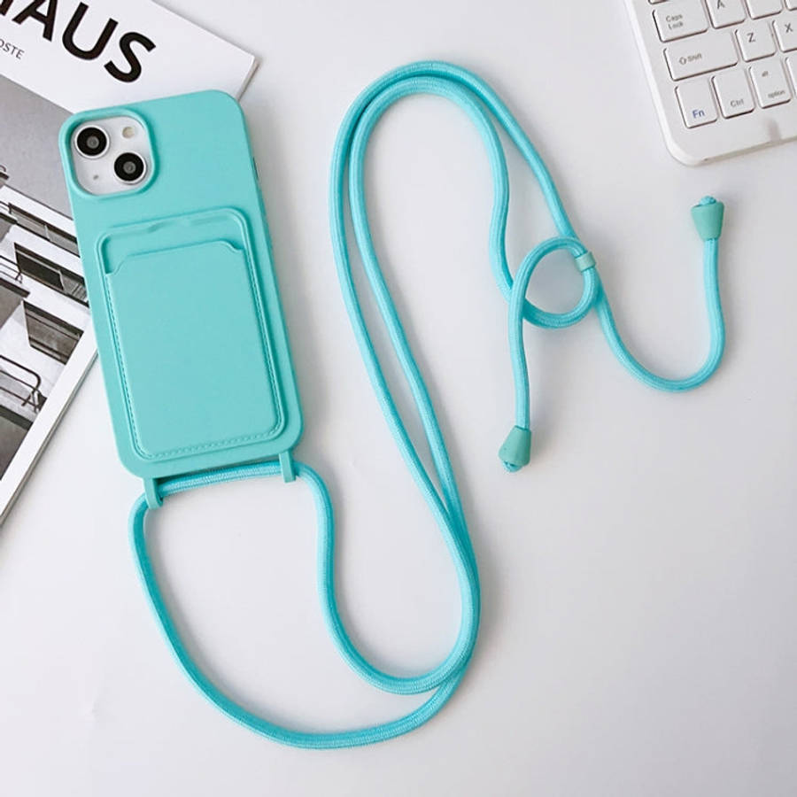 Crossbody Lanyard Elastic Silicone Card Holder Phone Case, For iPhone 13 Pro Max, For iPhone 12, ...