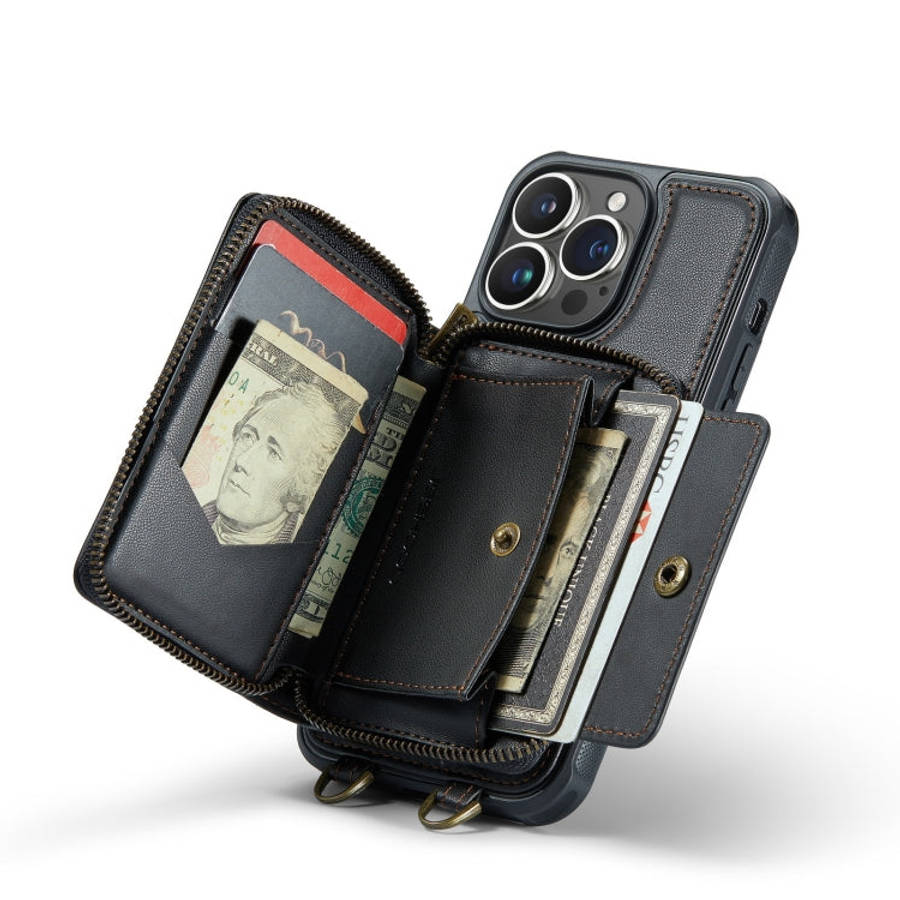 JEEHOOD C22 Series Zipper Wallet Phone Case with Long and Short Lanyard, For iPhone 14, For iPhon...