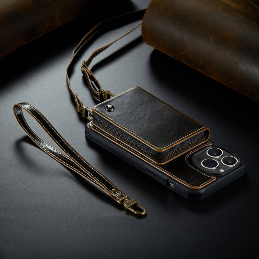 JEEHOOD C22 Series Zipper Wallet Phone Case with Long and Short Lanyard, For iPhone 14, For iPhon...