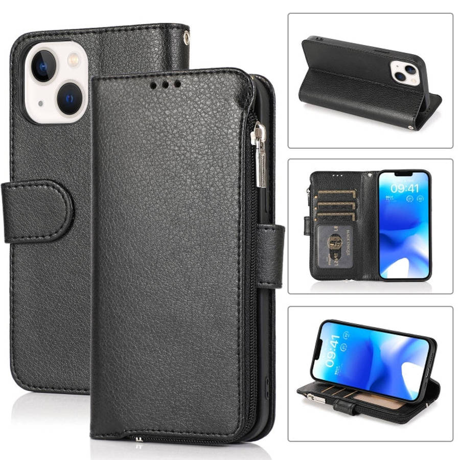 Microfiber Zipper Leather Phone Case, For iPhone 14 Pro Max, For iPhone 14 Pro, For iPhone 14, Fo...