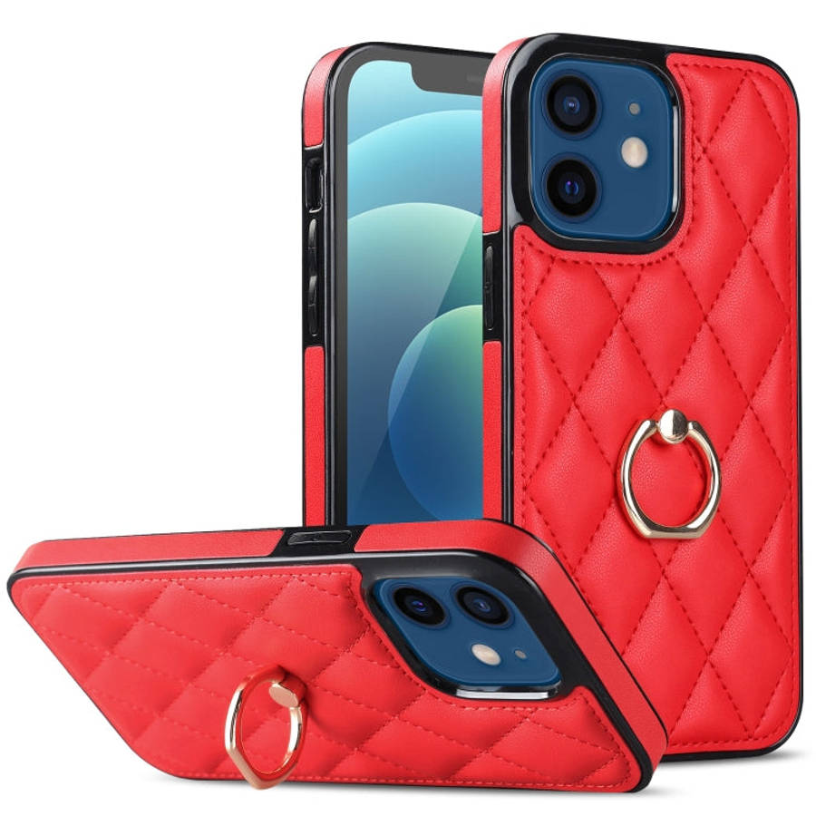 Rhombic PU Leather Phone Case with Ring Holder, For iPhone 13 Pro, For iPhone 13 Pro Max, For iPh...