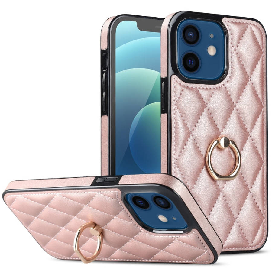 Rhombic PU Leather Phone Case with Ring Holder, For iPhone 13 Pro, For iPhone 13 Pro Max, For iPh...
