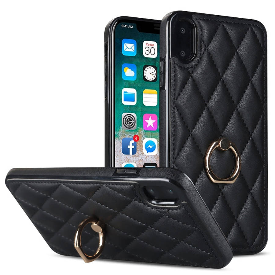 Rhombic PU Leather Phone Case with Ring Holder, For iPhone 11 Pro, For iPhone 11 Pro Max, For iPh...