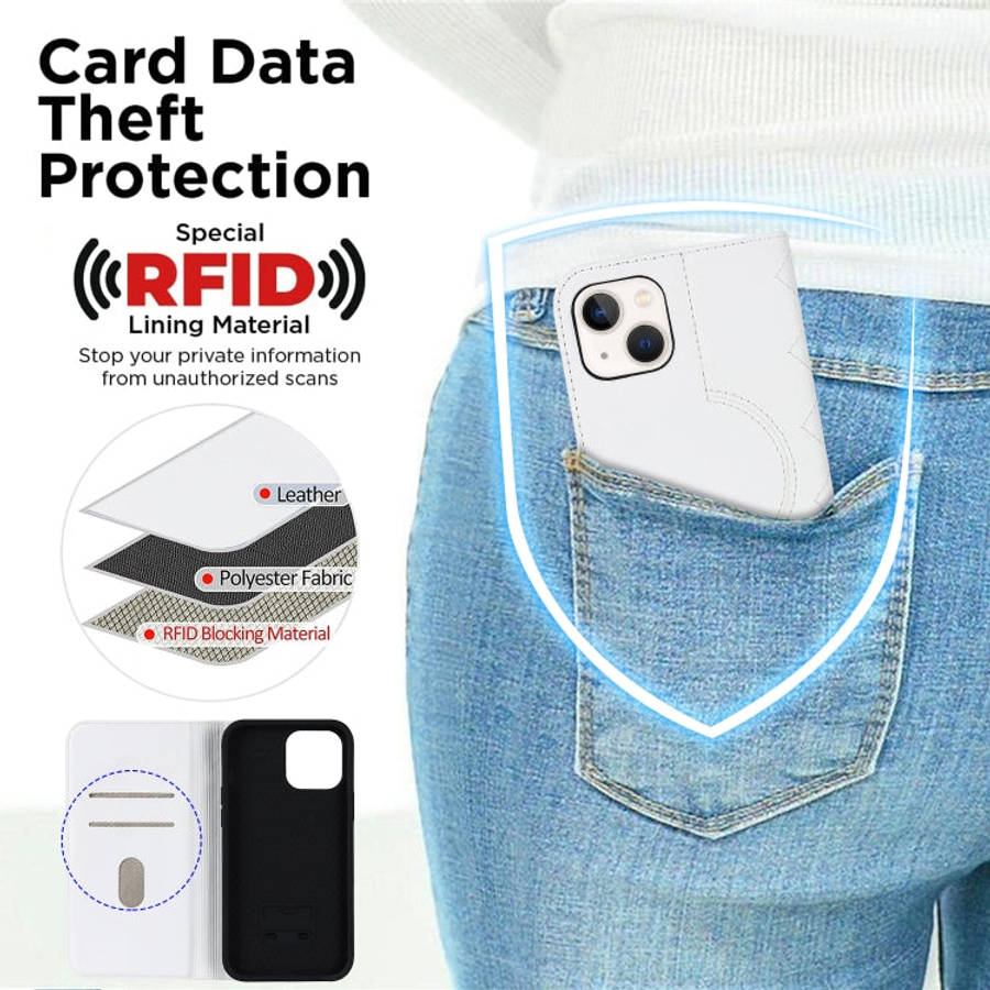 Rhombic MagSafe RFID Anti-Theft Wallet Leather Phone Case, For iPhone 14, For iPhone 14 Plus, For...