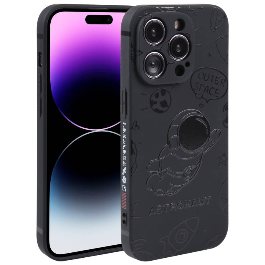 Astronaut Pattern Silicone Straight Edge Phone Case, For iPhone 14, For iPhone 14 Plus, For iPhon...