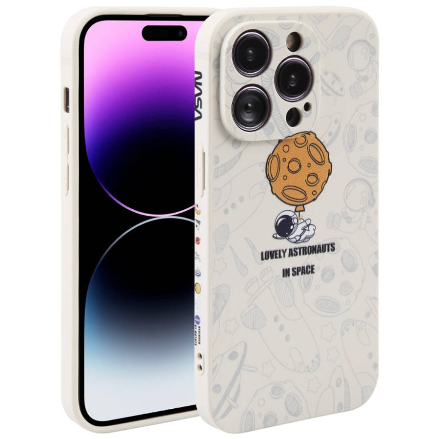 Astronaut Pattern Silicone Straight Edge Phone Case, For iPhone 14, For iPhone 14 Plus, For iPhon...