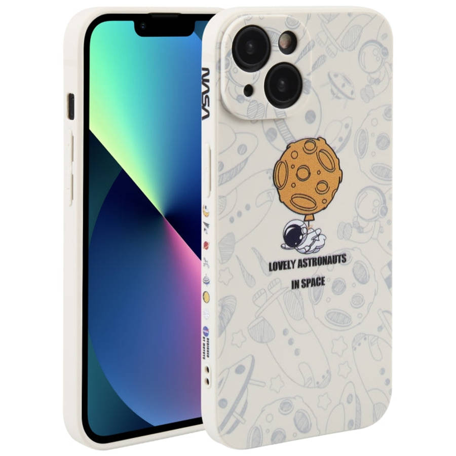 Astronaut Pattern Silicone Straight Edge Phone Case, For iPhone 14, For iPhone 14 Plus, For iPhon...