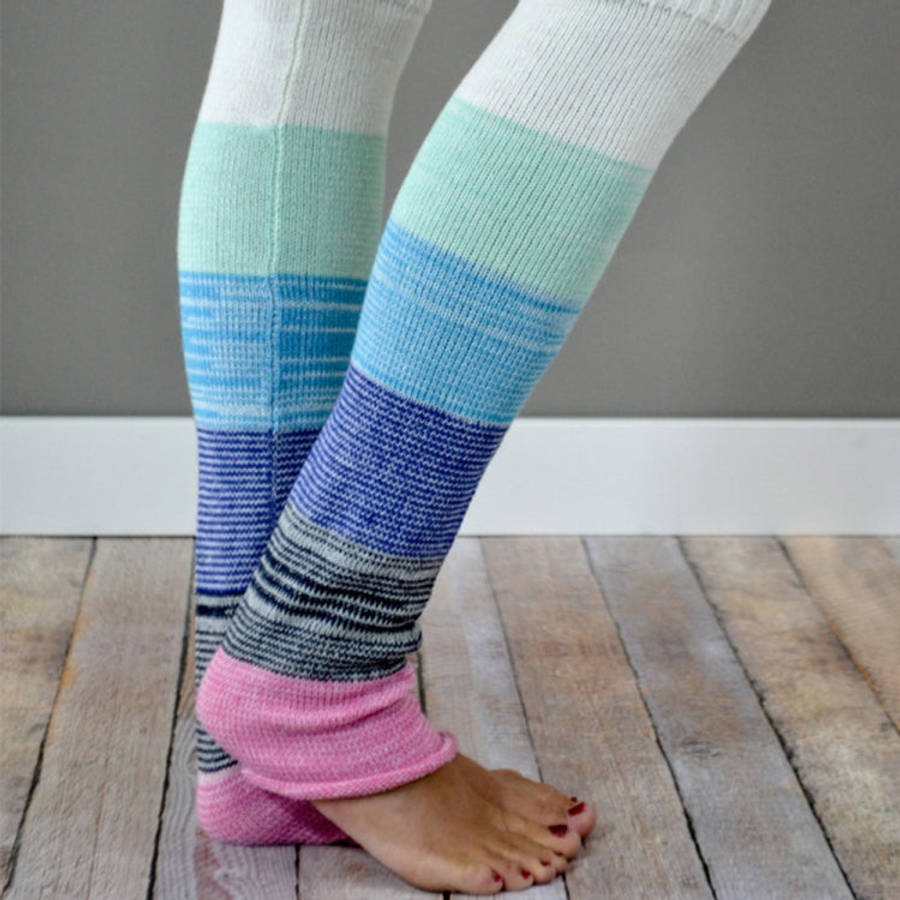1 Pair Women Multi Color Stitching Button Knitted Woolen Leg Warmers